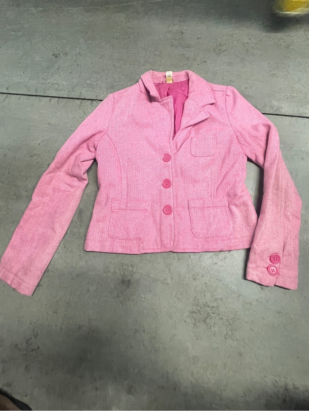Old Navy Button Jacket Womens Pink White Acrylic 2005 Career Y2K S
